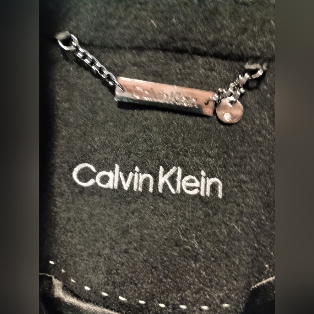 Calvin Klein- Classic Long Black Pea Coat- Size 2 - Picture 2 of 13